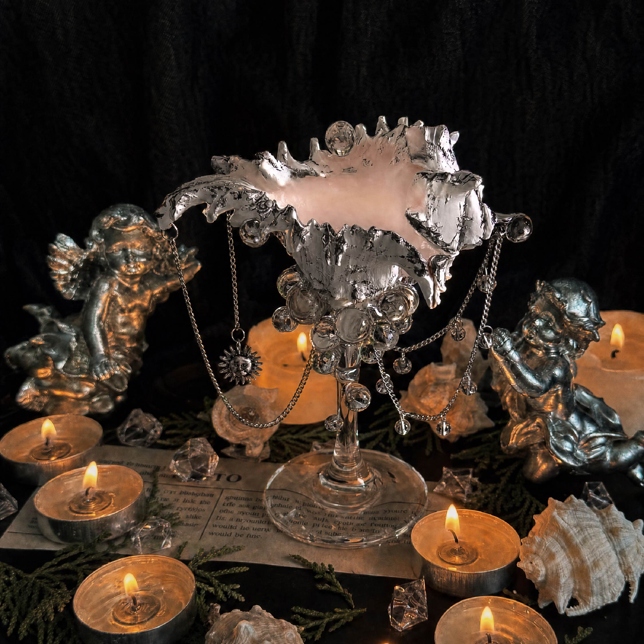 The Alabaster Anthem Artisanal White Spiny Shell Trinket Jewelry & Candle Holder - Handcrafted 1 PC