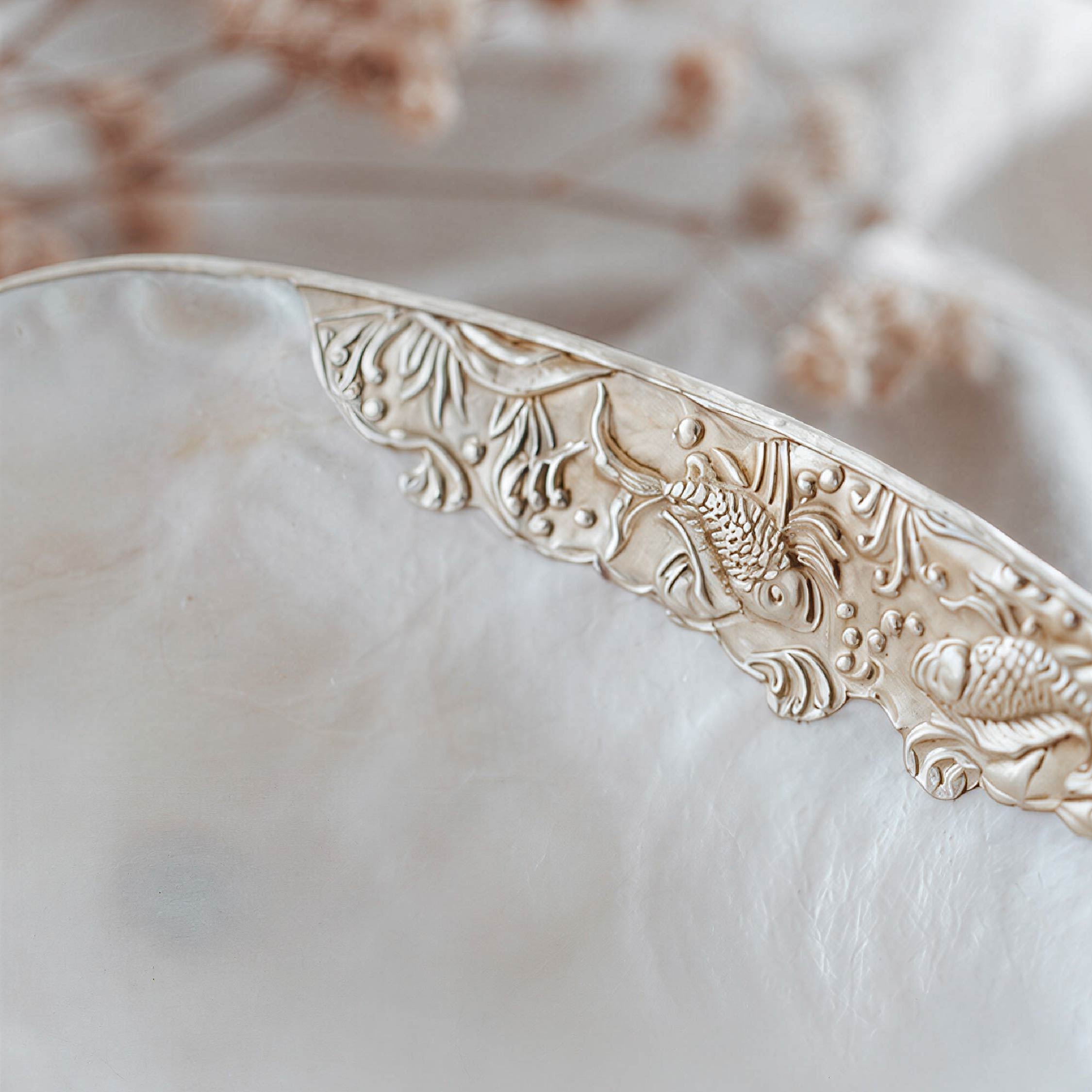 Up-down Symbol Giant Mother of Pearl Seashell Dish - Handcrafted 1 PC