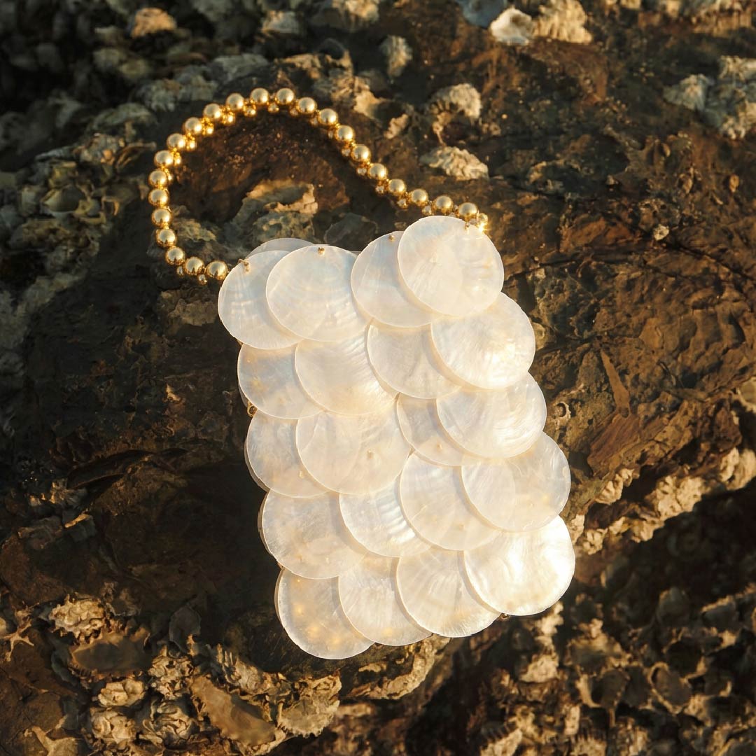 Vertical Ivory Shell Payette Bag - Handcrafted 1 PC