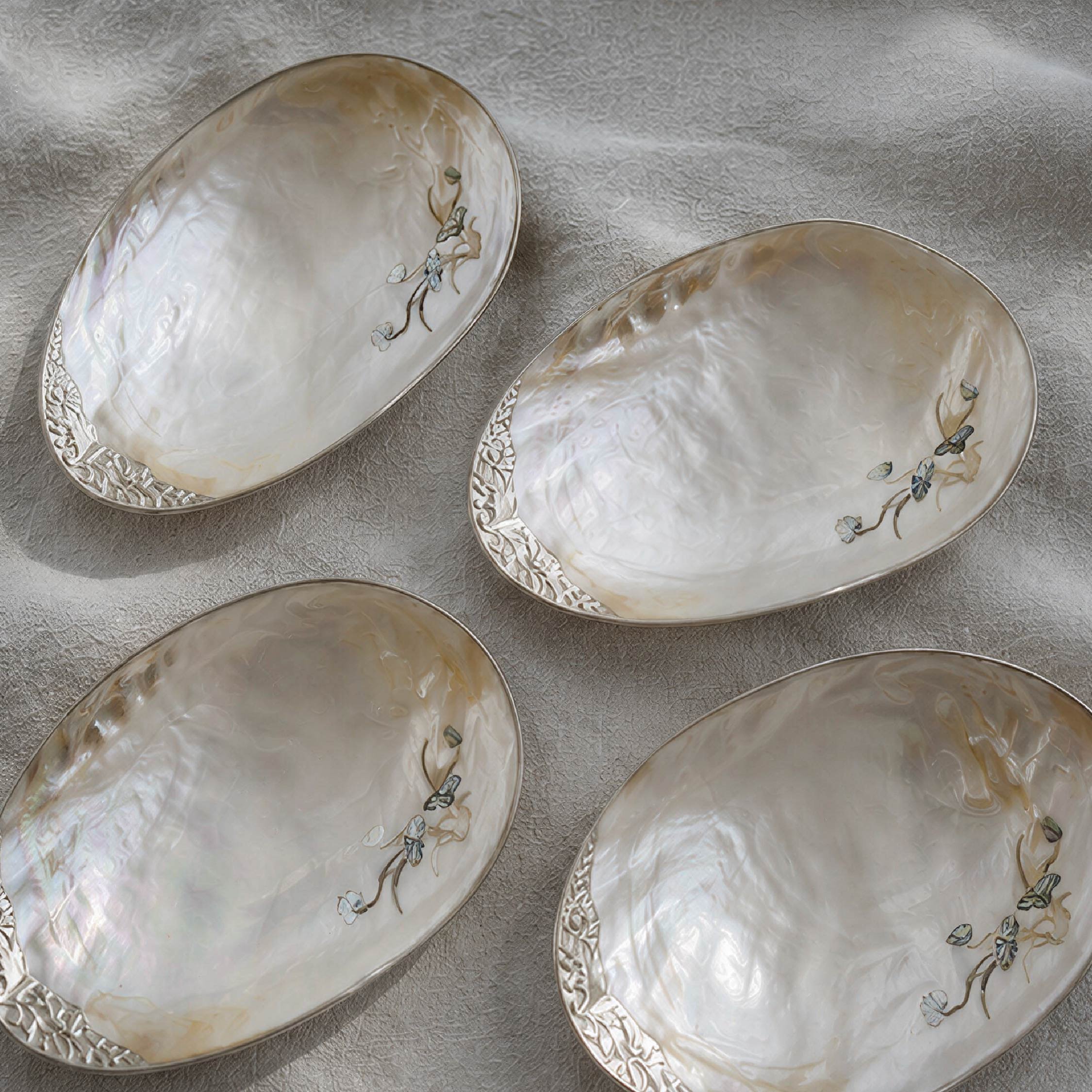 Lotus Symbol Symbol Giant Mother of Pearl Seashell Dish - Handcrafted 1 PC