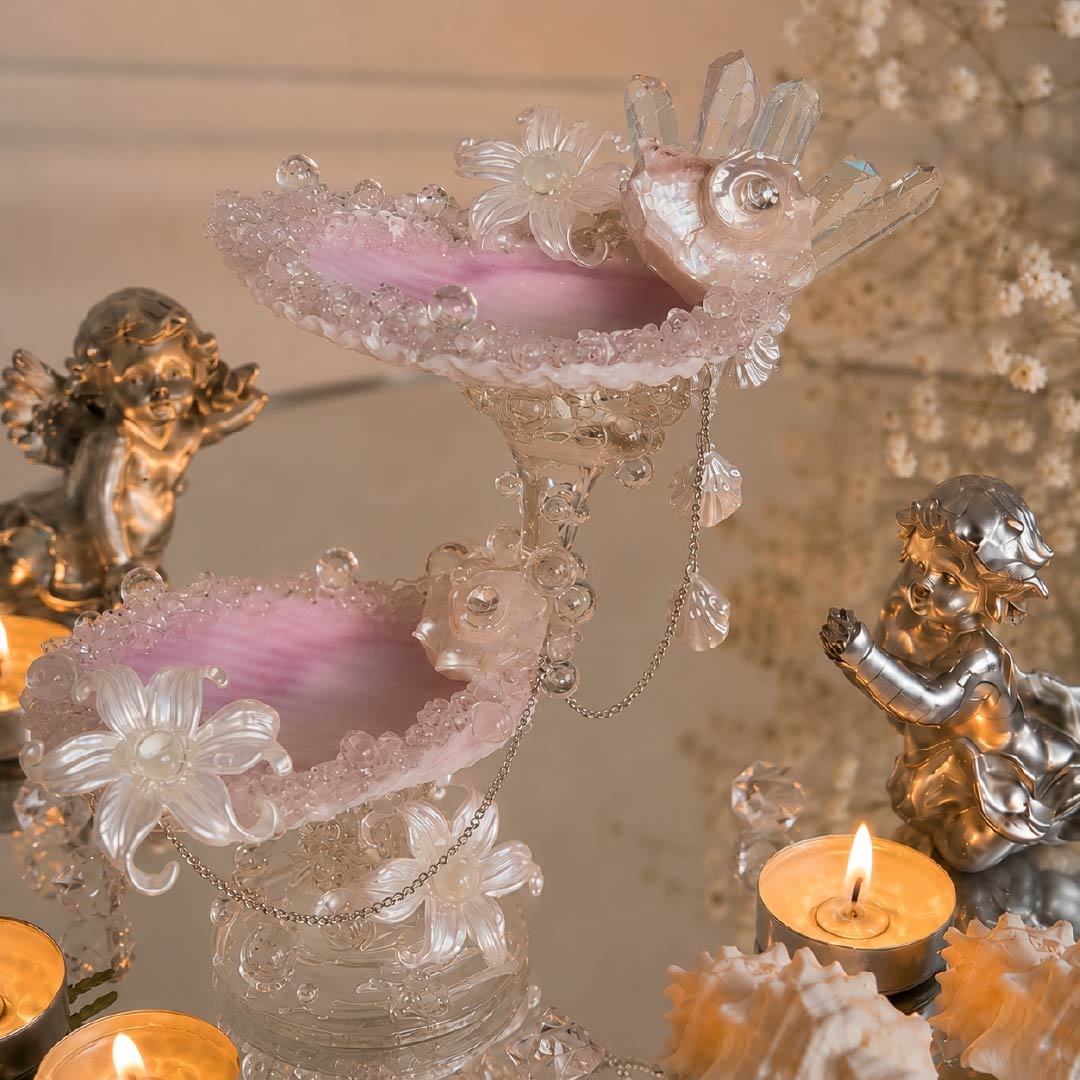 Rose Garden | Mother of Pearl Jewelry & Candle Holder - Handcrafted 1 PC