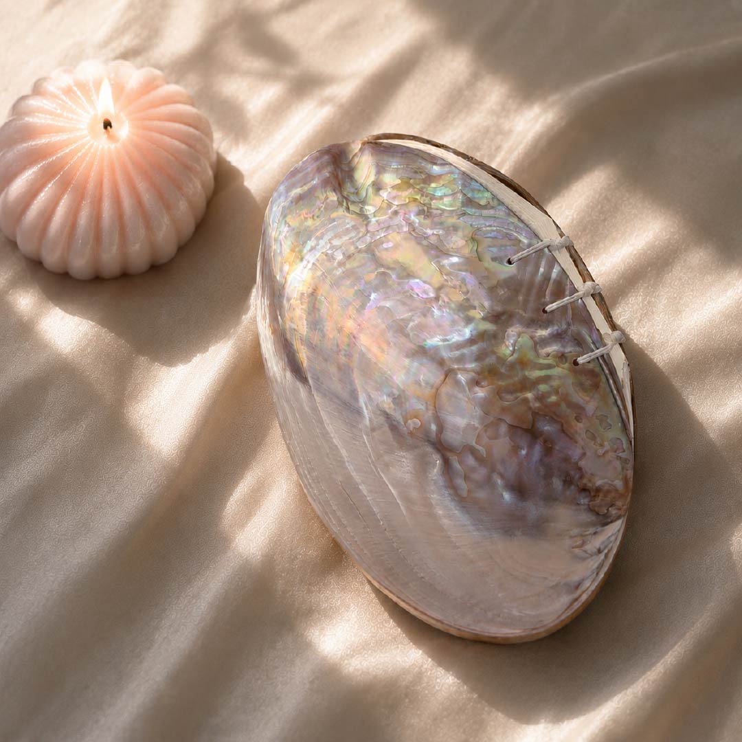 Luminous Tide | One-of-a-Kind Mother of Pearl Journal - Handcrafted 1 PC