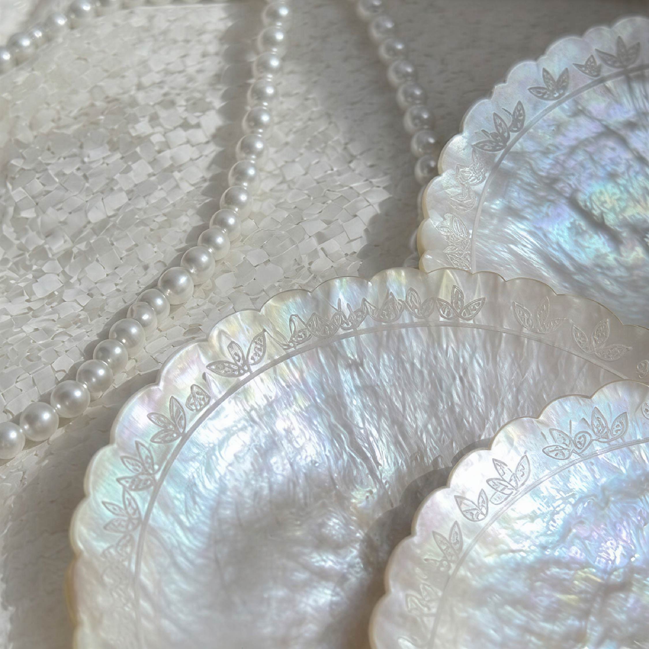 Lace Trim Mother of Pearl Plate/Jewelry Tray - Handmade 1 PC