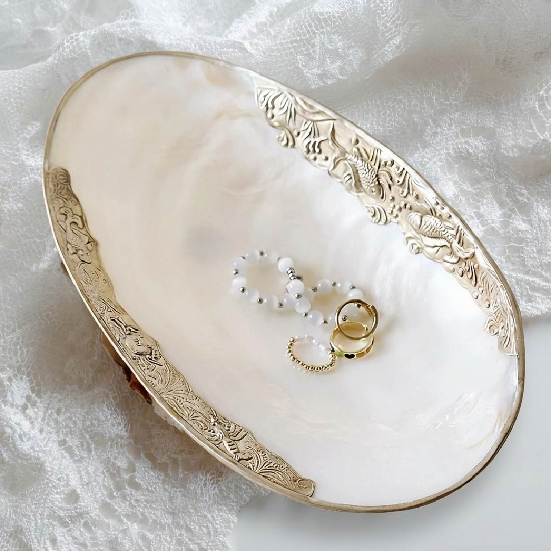 Giant Mother of Pearl Seashell Dish - Handcrafted 1 PC