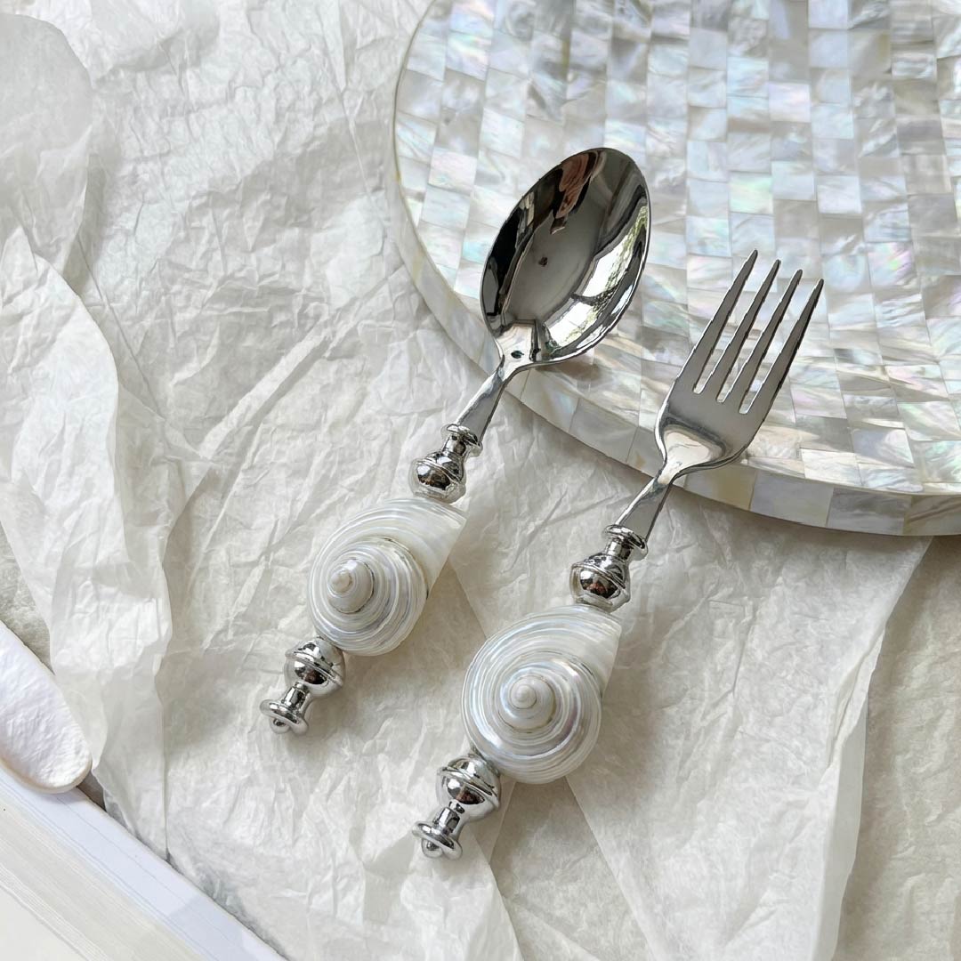 Seashell Handle Cutlery Set- Handmade 1 Set