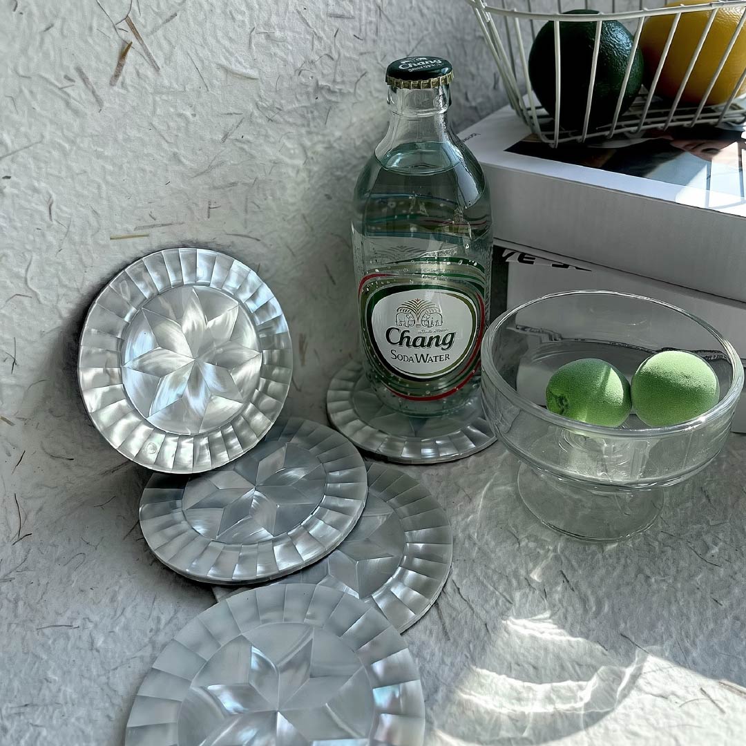 Octagonal White Seashell Tray - Handcrafted 1 PC