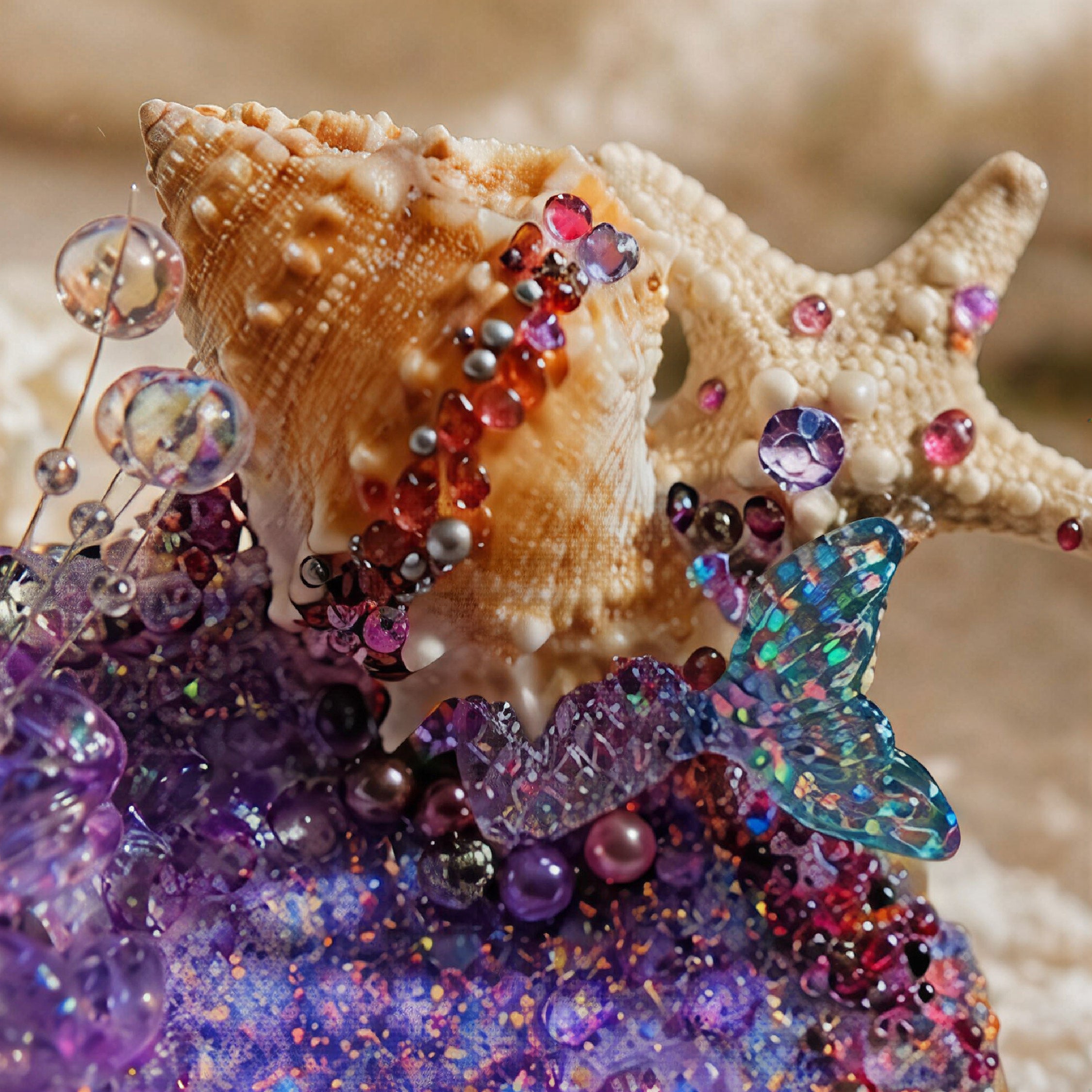 Conch & Violet Mermaid Jewelry Dish - Handcrafted 1 PC