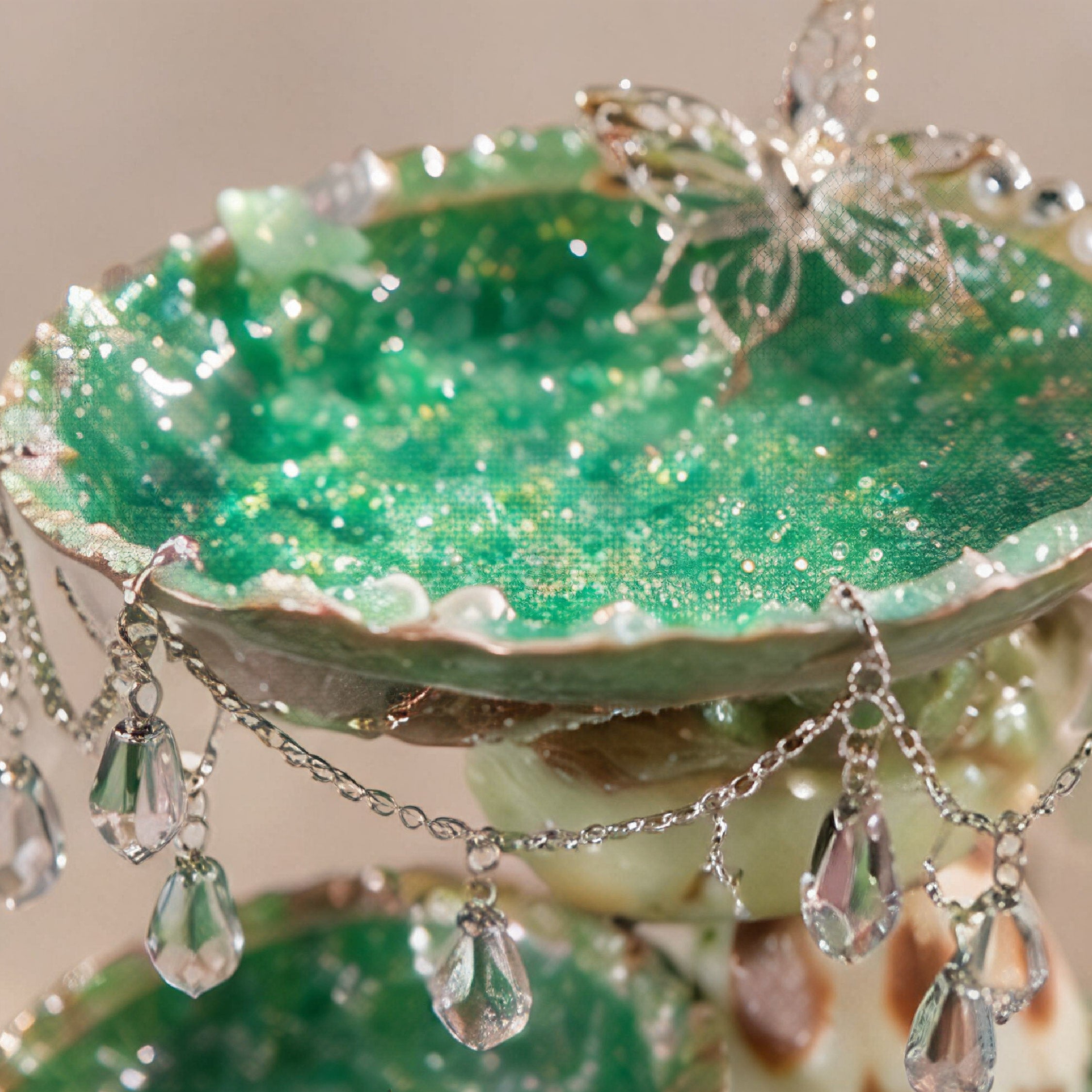 Submerged Mermaid Grove Double-Tier Jewelry Tray - Handcrafted 1 PC