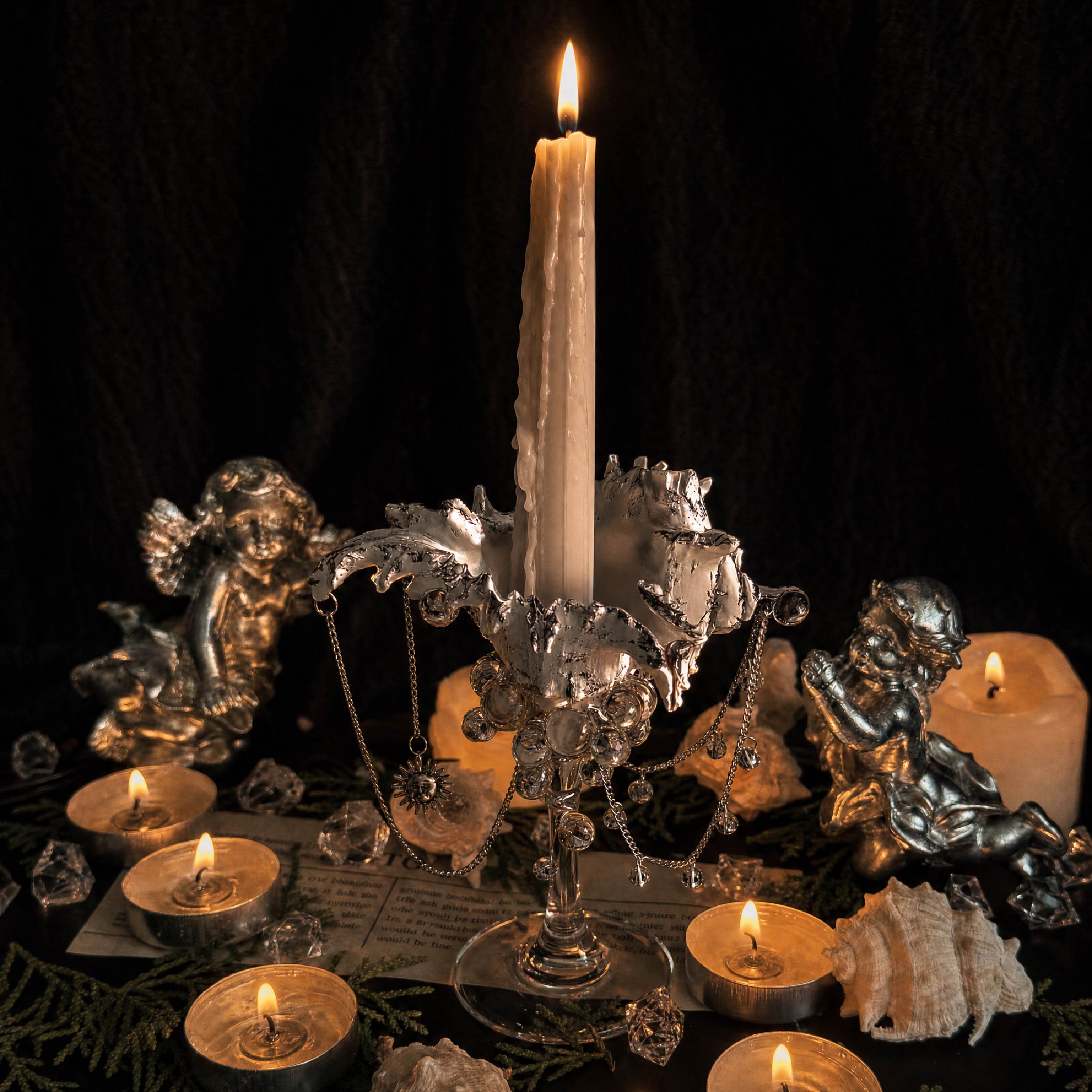 The Alabaster Anthem Artisanal White Spiny Shell Trinket Jewelry & Candle Holder - Handcrafted 1 PC