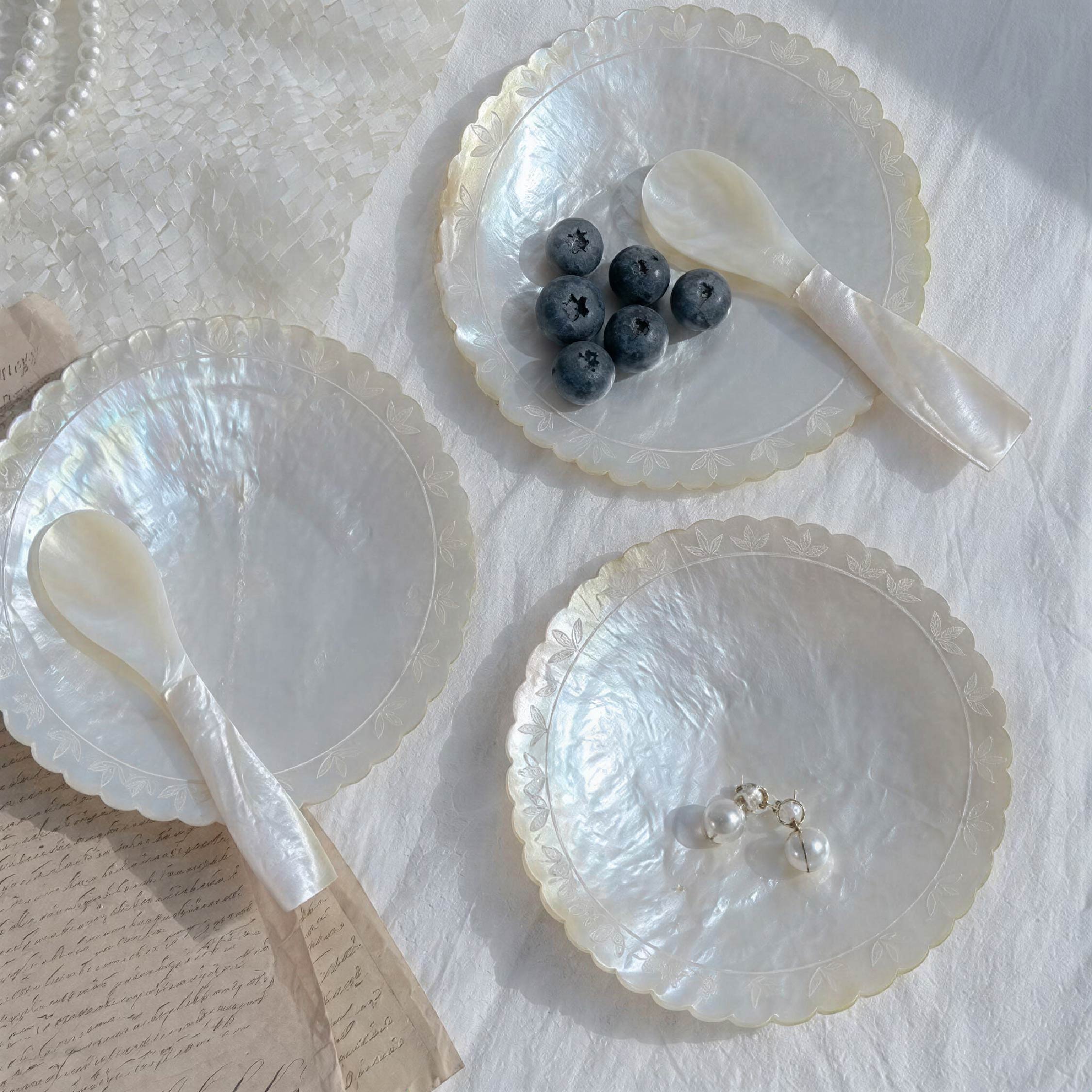 Lace Trim Mother of Pearl Plate/Jewelry Tray - Handmade 1 PC