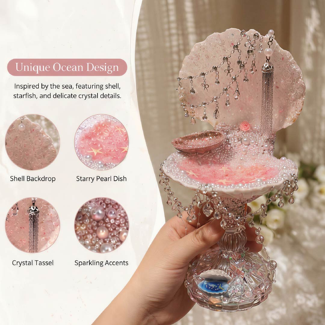 Sea Breeze Glittering Shell Mermaid Luxury Jewelry Tray - Handcrafted 1 PC