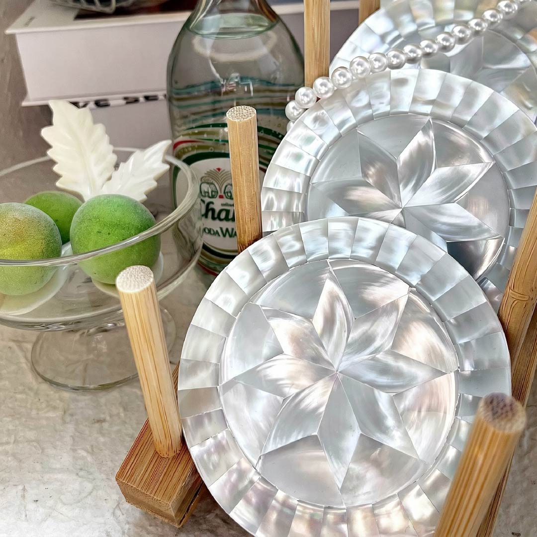 Octagonal White Seashell Tray - Handcrafted 1 PC