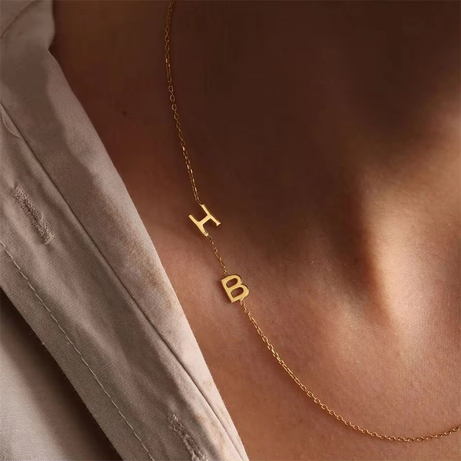 Custom Sideways Initial Necklace