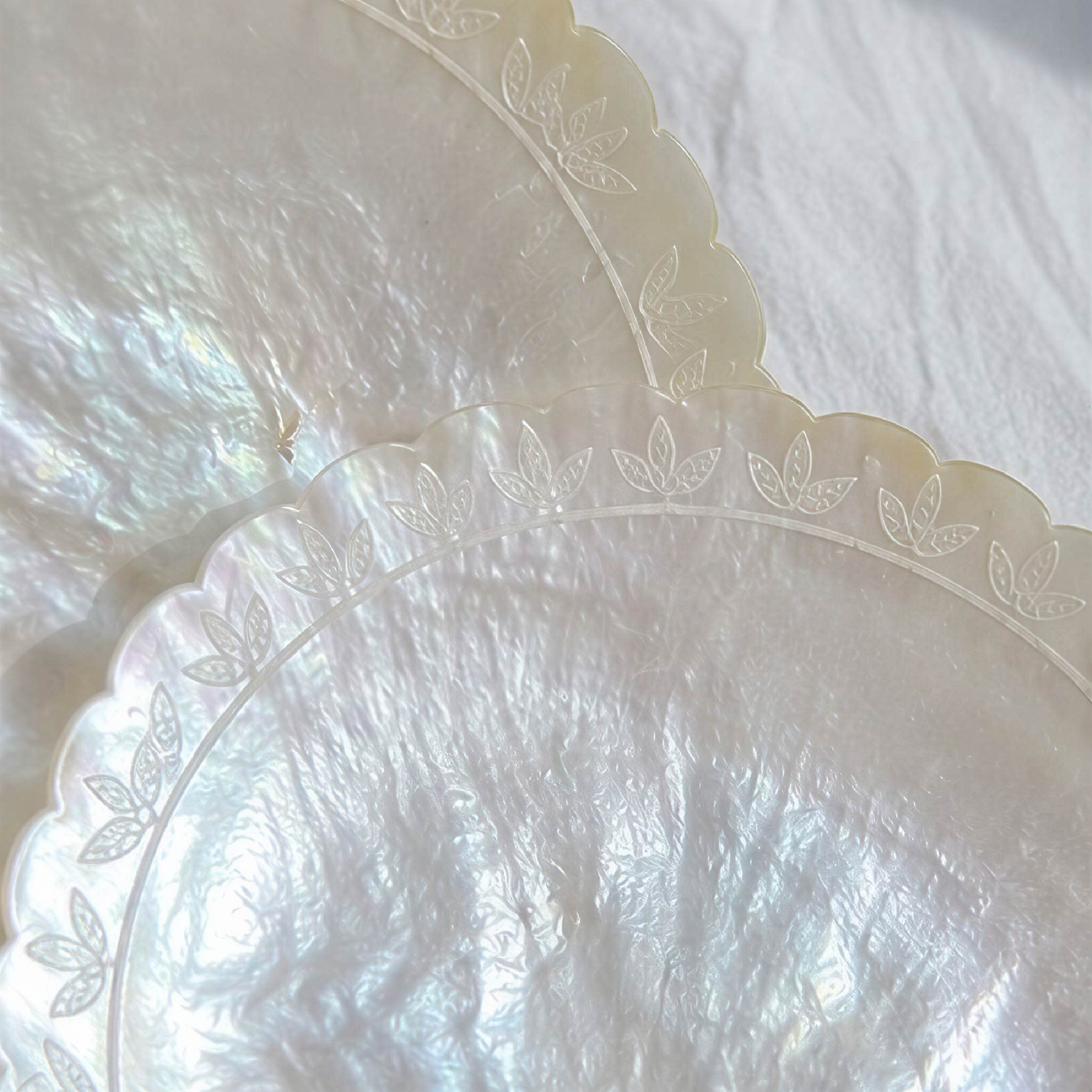 Lace Trim Mother of Pearl Plate/Jewelry Tray - Handmade 1 PC