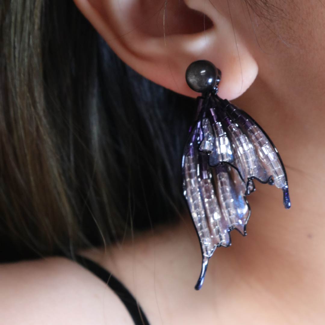 Oriental Ink Tide | Mermaid Tail & Fairy Wing Resin Earrings - Handcrafted 1 PC