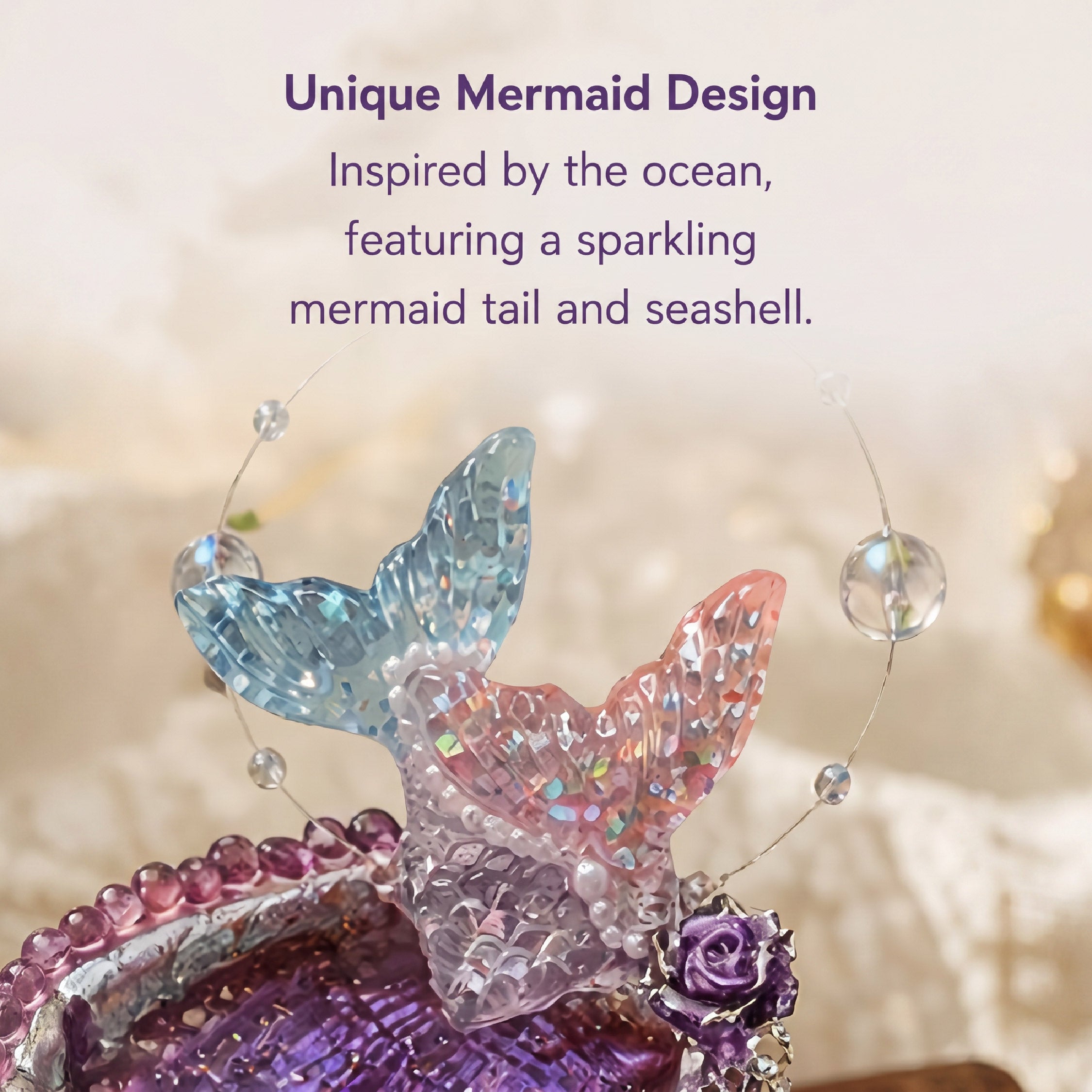 Lavender Shimmer Mermaid Petite 3-Tier Jewelry Tray - Handcrafted 1 PC