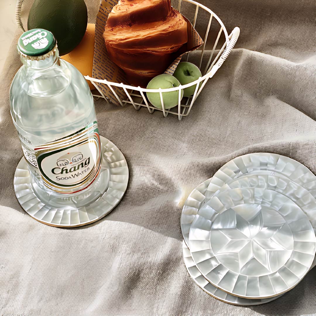 Octagonal White Seashell Tray - Handcrafted 1 PC