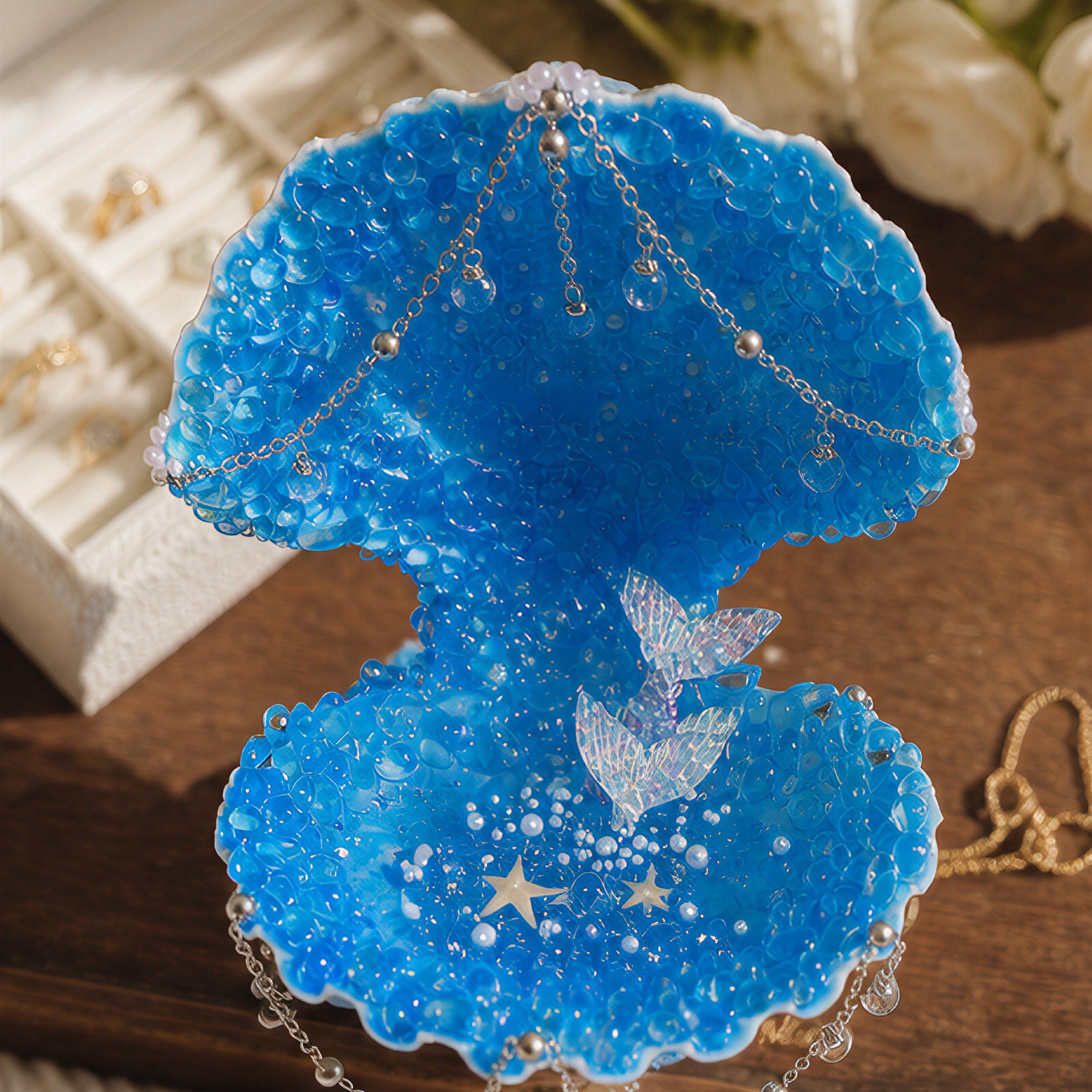 Enchanted Sea-Flower Mermaid Luxury Jewelry Tray- Handcrafted 1 PC