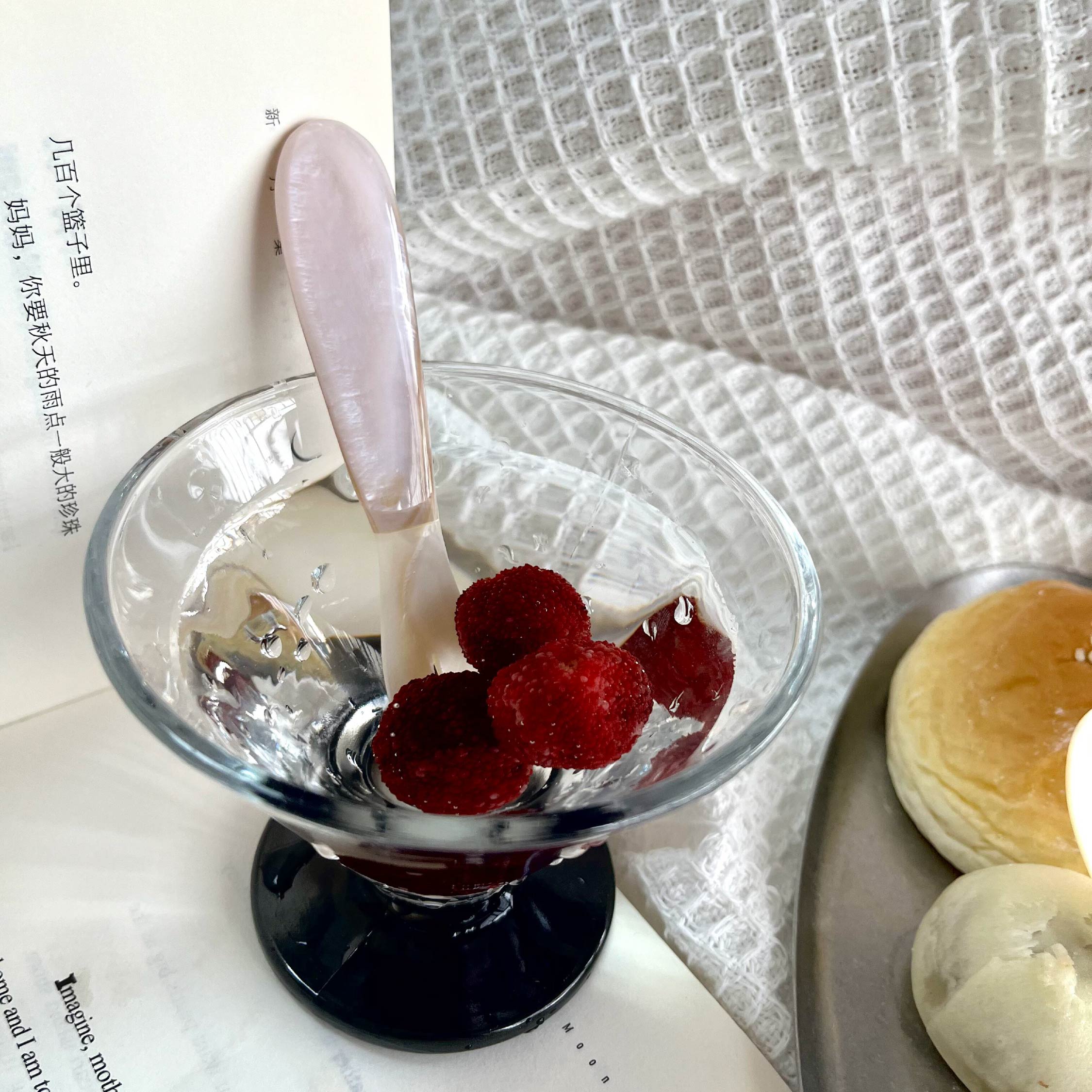 Pink Mother of Pearl Serving Spoon & Folk - Handmade 1 Set
