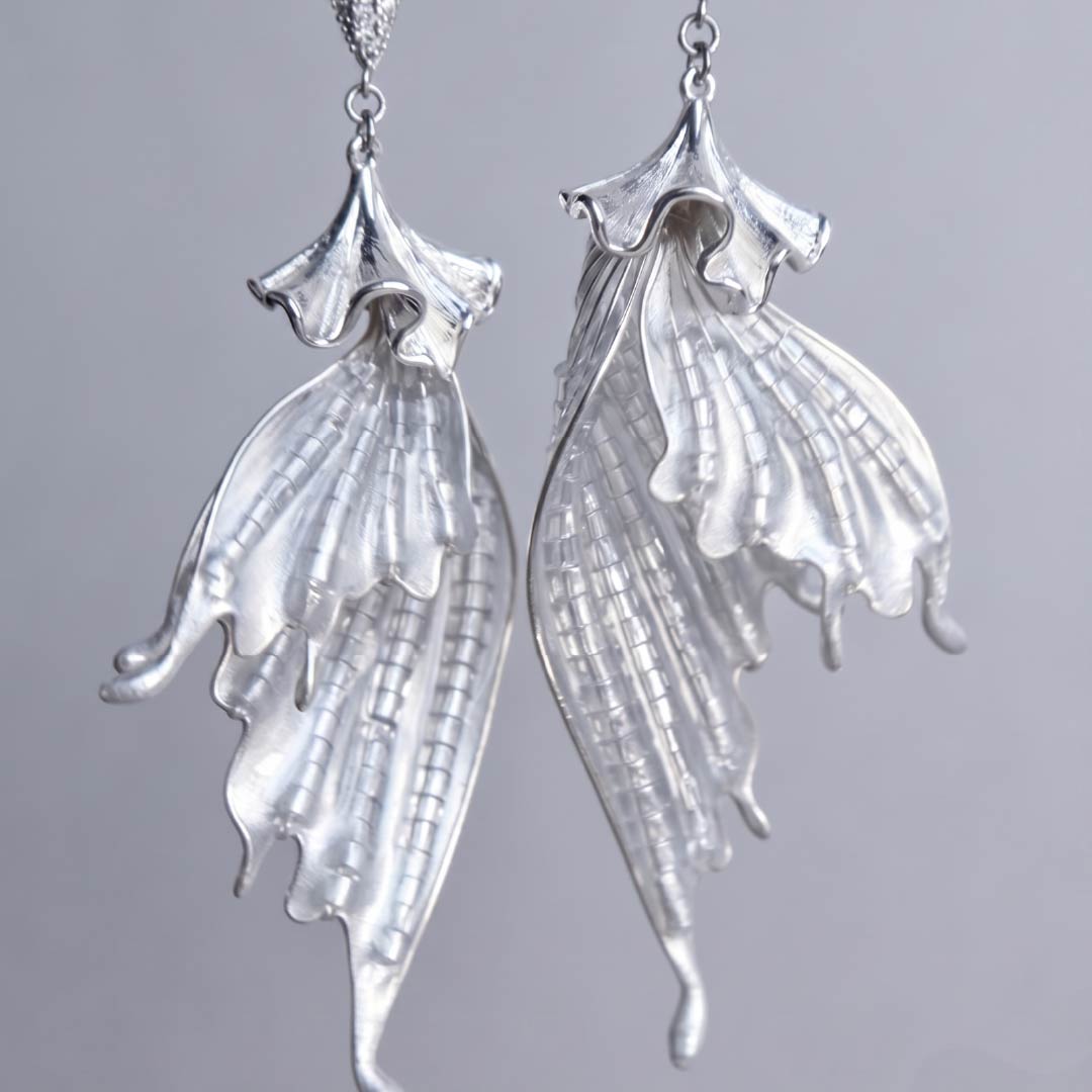 Astra Lily | Mermaid Tail & Fairy Wing Resin Earrings - Handcrafted 1 PC