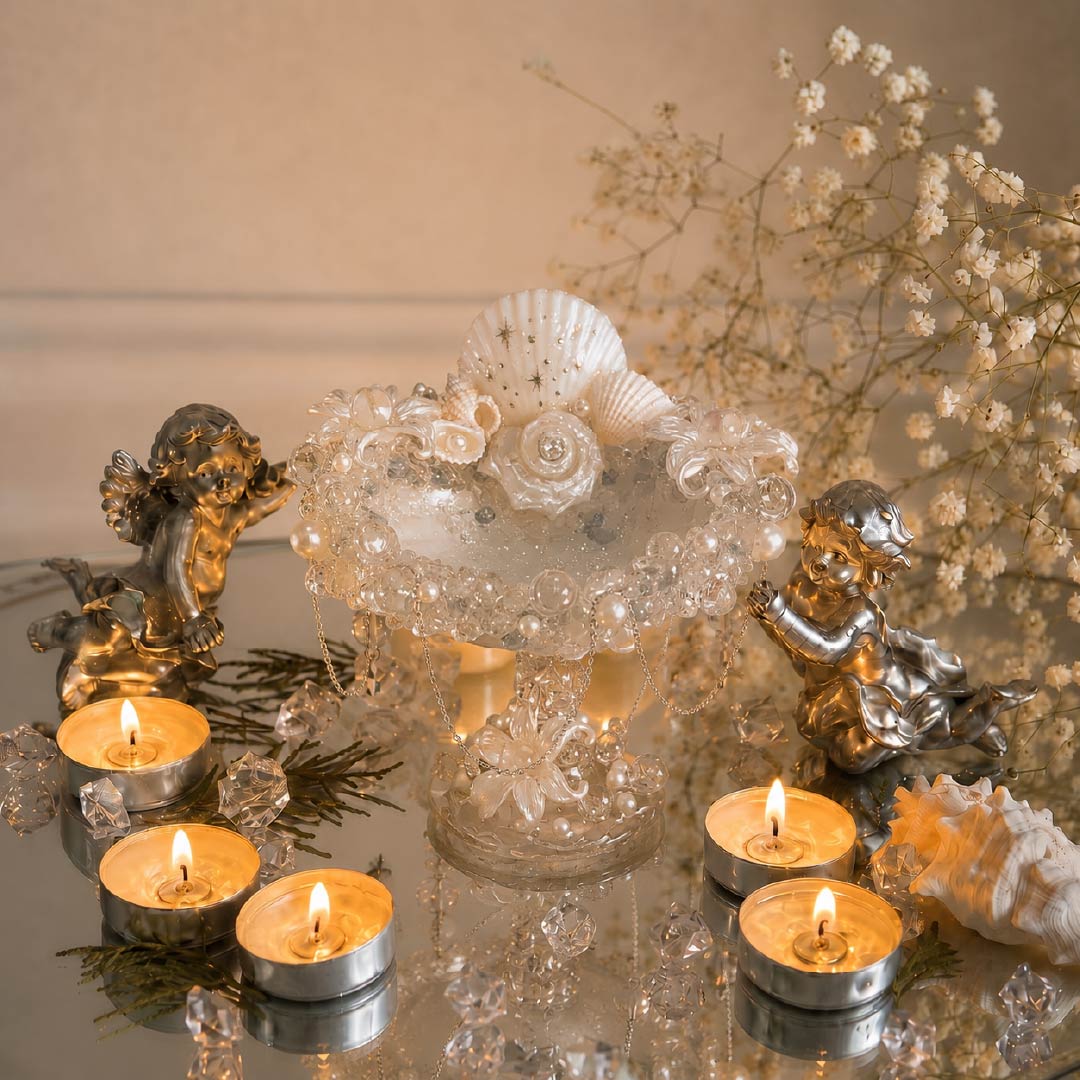 Blue Blossom | Mother of Pearl Jewelry & Candle Holder - Handcrafted 1 PC