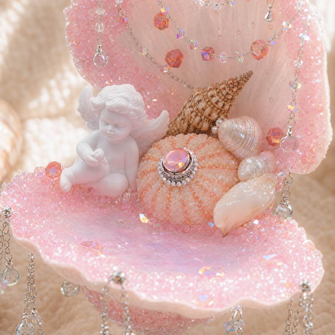 Cherub's Halo | Sea Urchin Mermaid Jewelry Holder & Night Light - Handcrafted 1 PC
