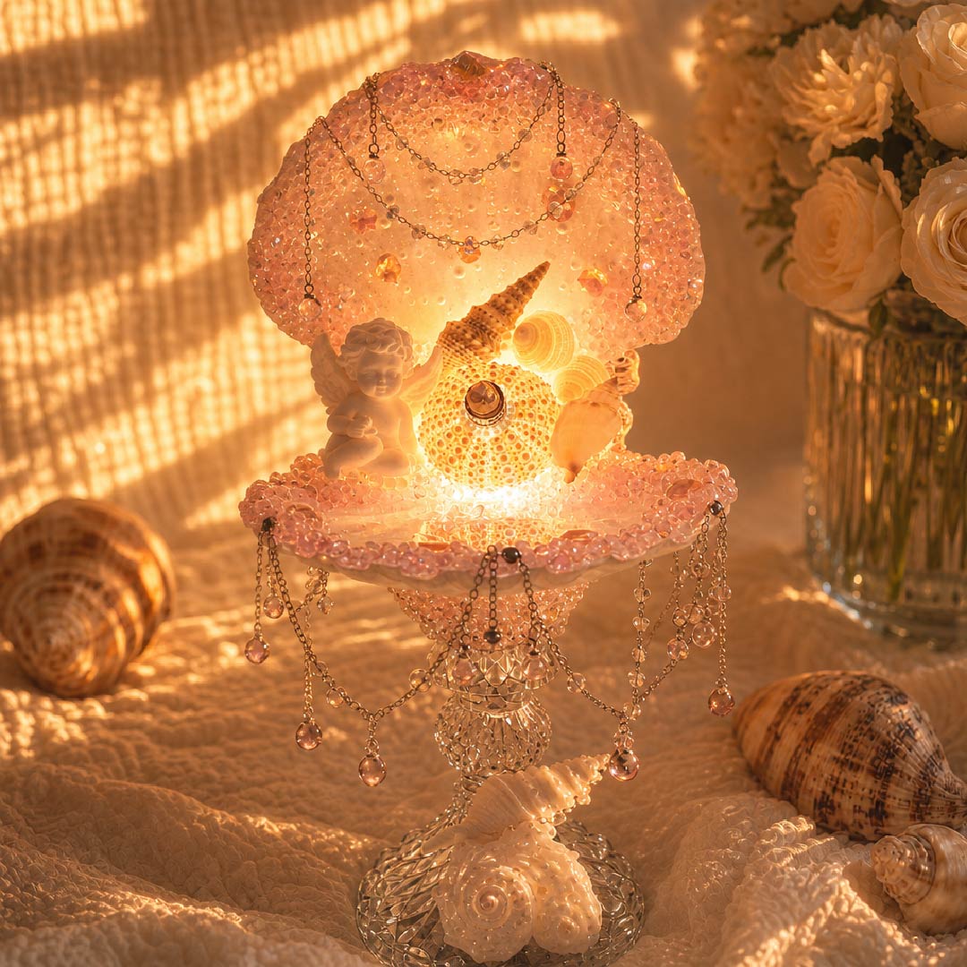 Cherub's Halo | Sea Urchin Mermaid Jewelry Holder & Night Light - Handcrafted 1 PC