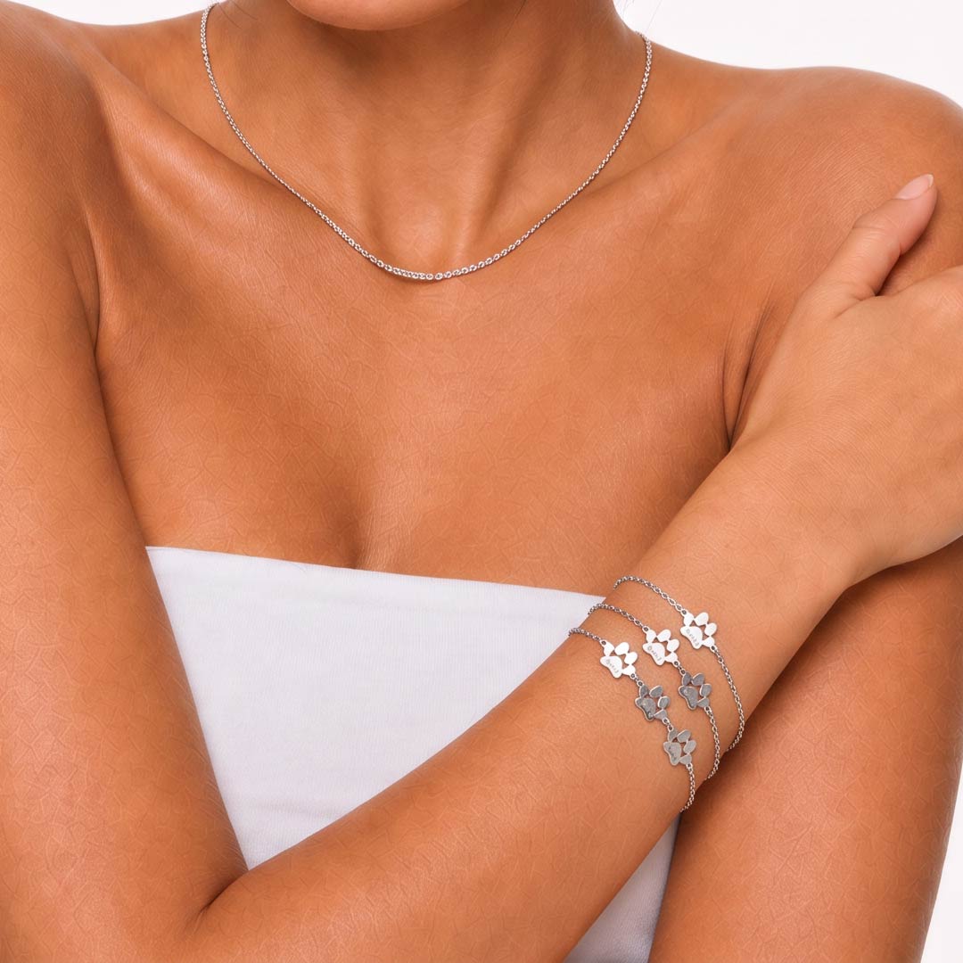 Custom Paw Print Name Bracelet