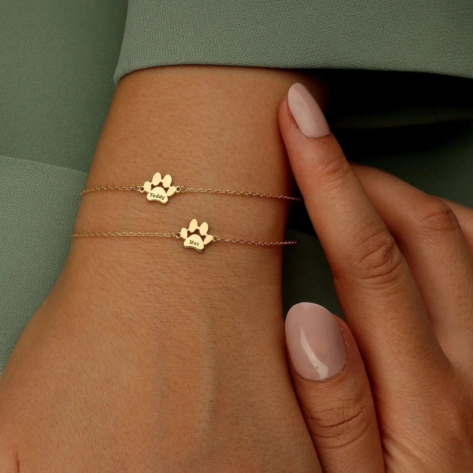 Custom Paw Print Name Necklace Bracelet