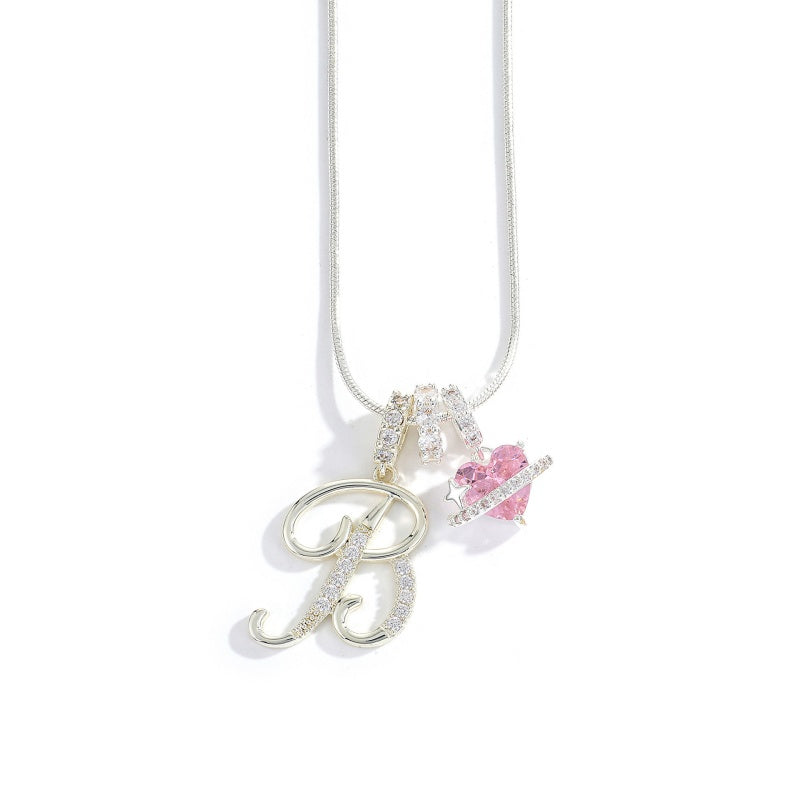 Initial Letter Heart Pendant Necklace