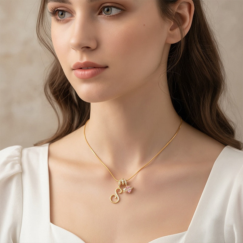 Initial Letter Heart Pendant Necklace