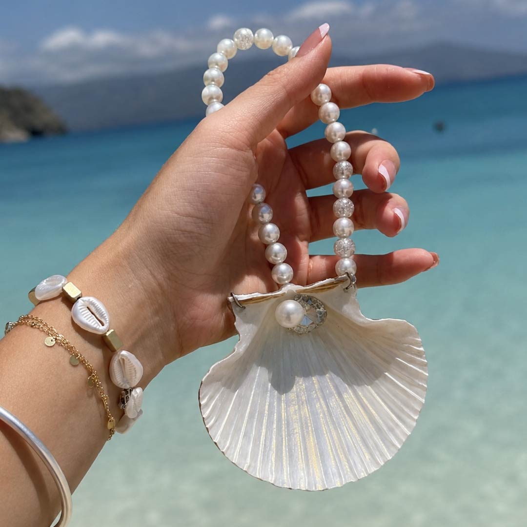Rosé Moon | Pink Mother of Pearl Shell Charm- Handcrafted 1 PC