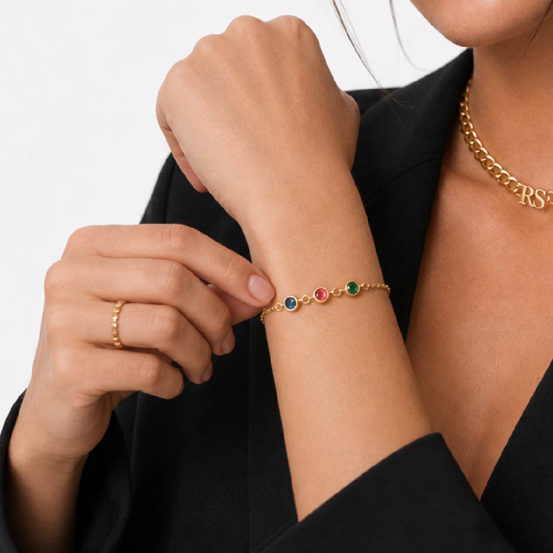 Personalized Multi-Birthstone Bracelet