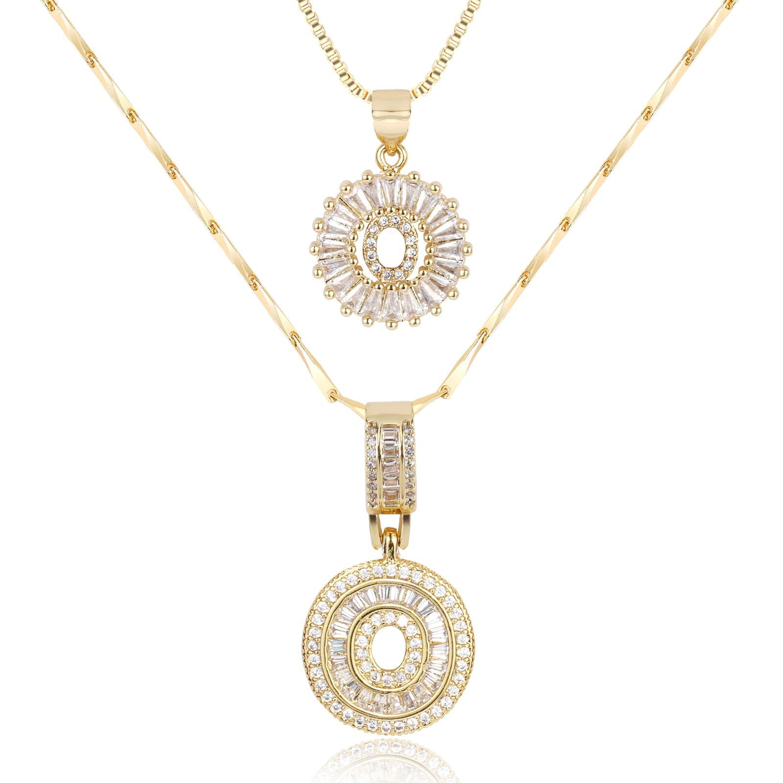 2pc 14k Diamond Letter Initial Necklaces
