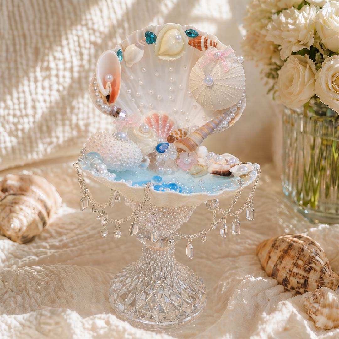 Sea Urchin's Treasure | Mother of Pearl Mermaid Jewelry & Candle Holder - Handcrafted 1 PC