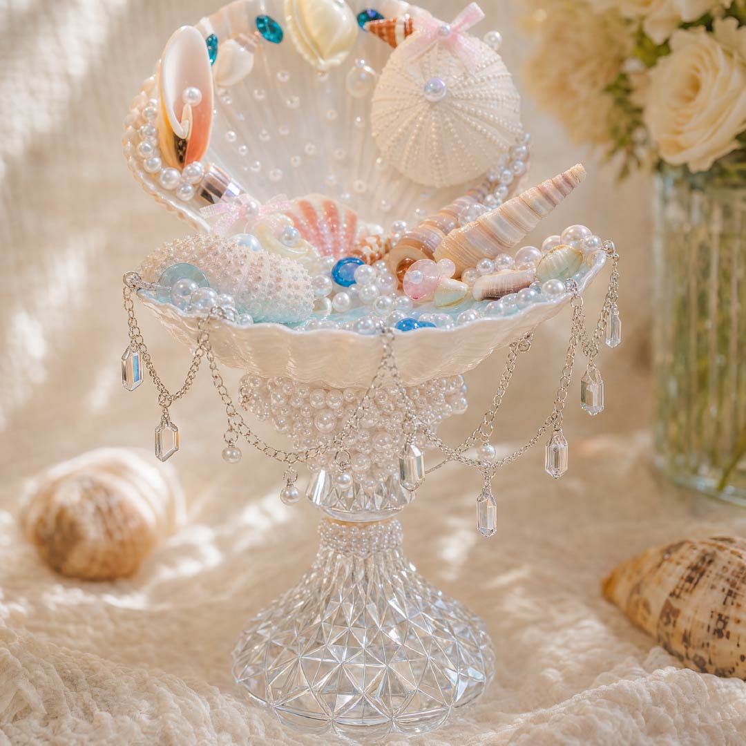 Sea Urchin's Treasure | Mother of Pearl Mermaid Jewelry & Candle Holder - Handcrafted 1 PC