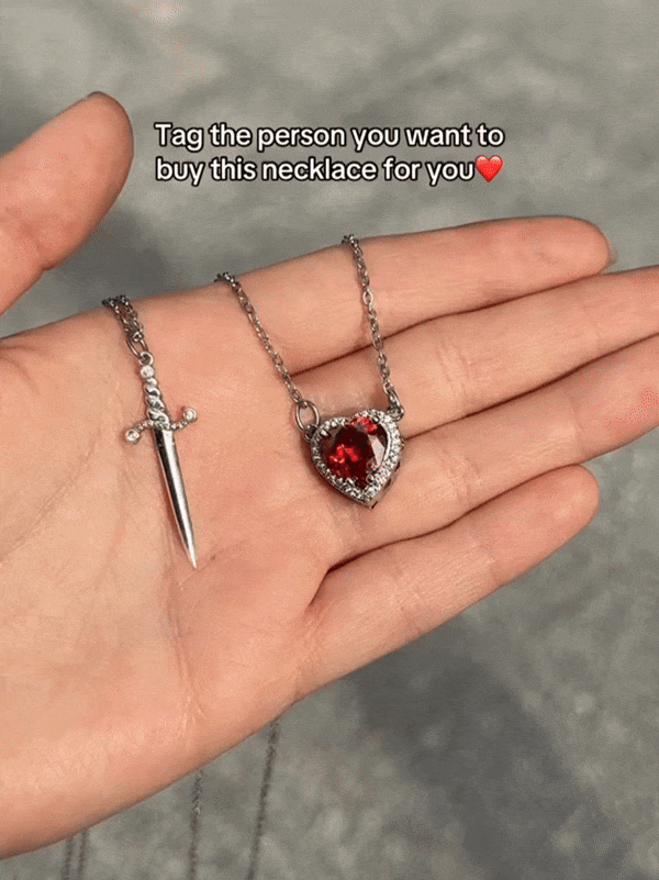 Heart and Sword Necklace Set