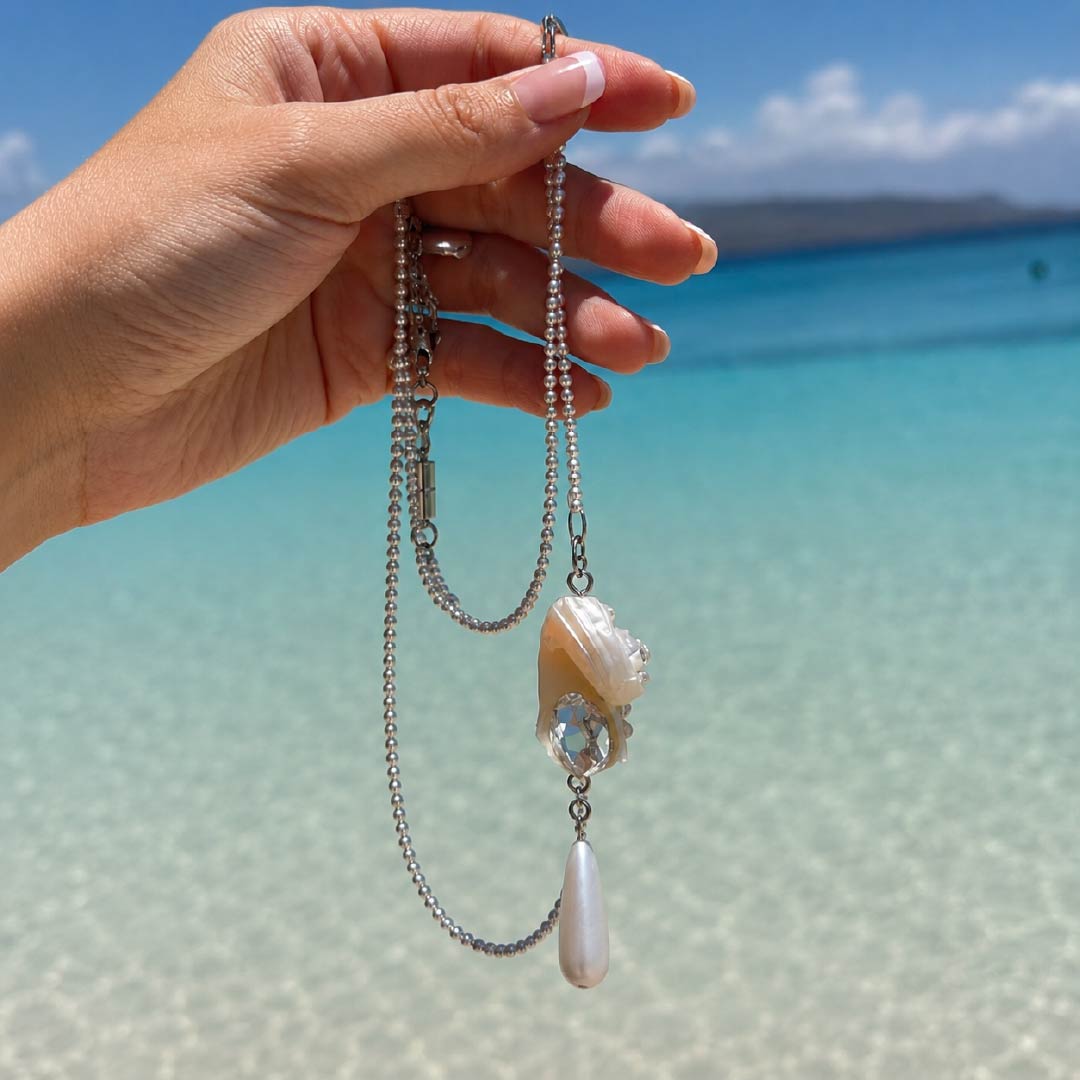 Supernova Waltz | Pearlized Turbo Shell Necklace - Handcrafted 1 PC