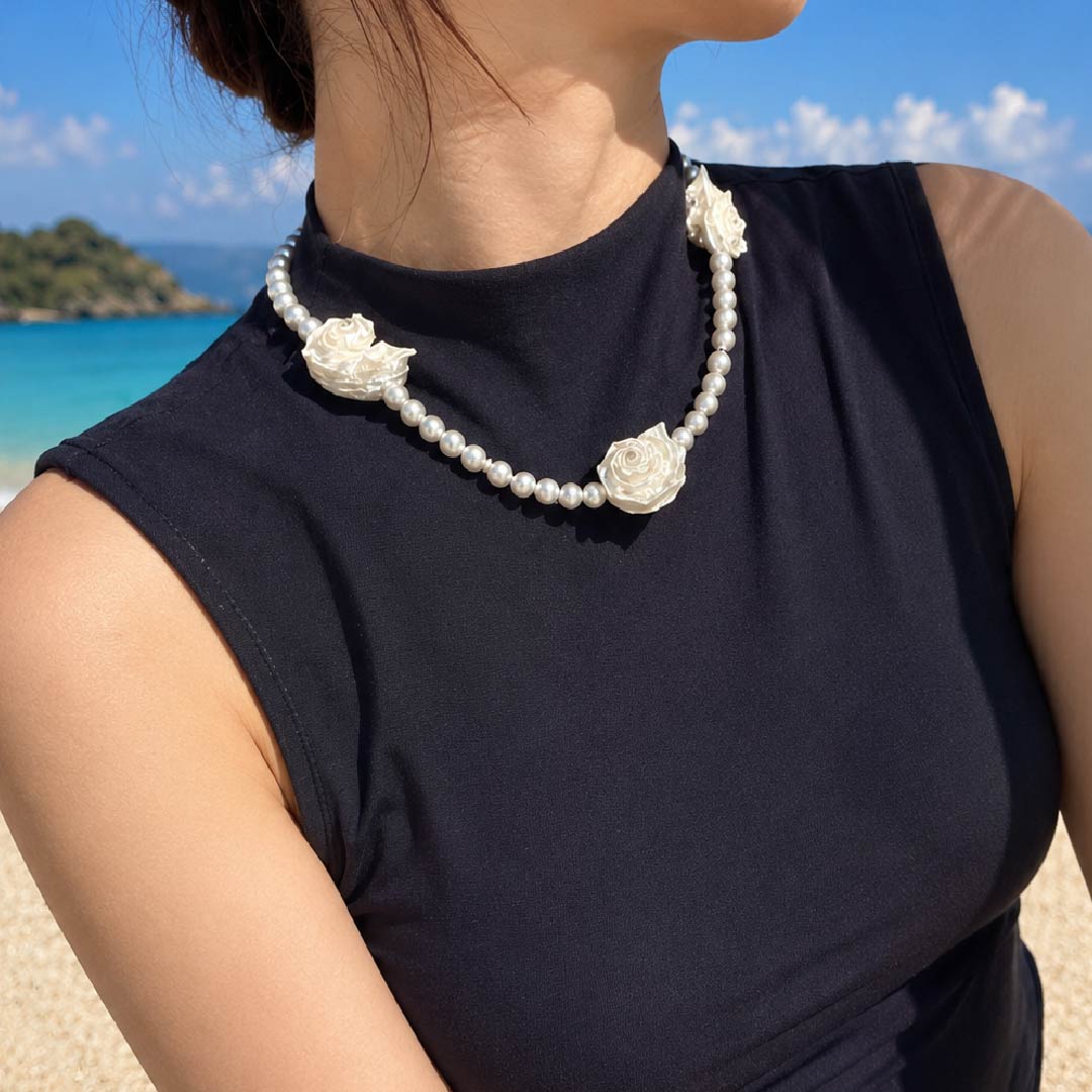Summer Triangle | Pearlized Turbo Shell Necklace - Handcrafted 1 PC