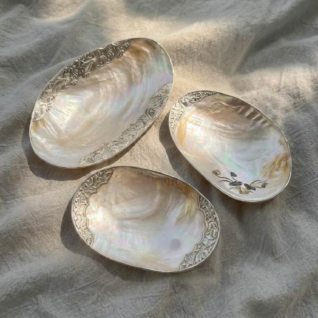 Giant Mother of Pearl Seashell Dish - Handcrafted 1 PC