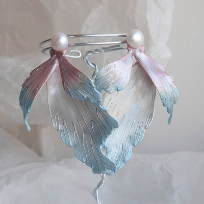 Aurora Pearl | Mermaid Tail & Fairy Wing Resin Earrings - Handcrafted 1 PC