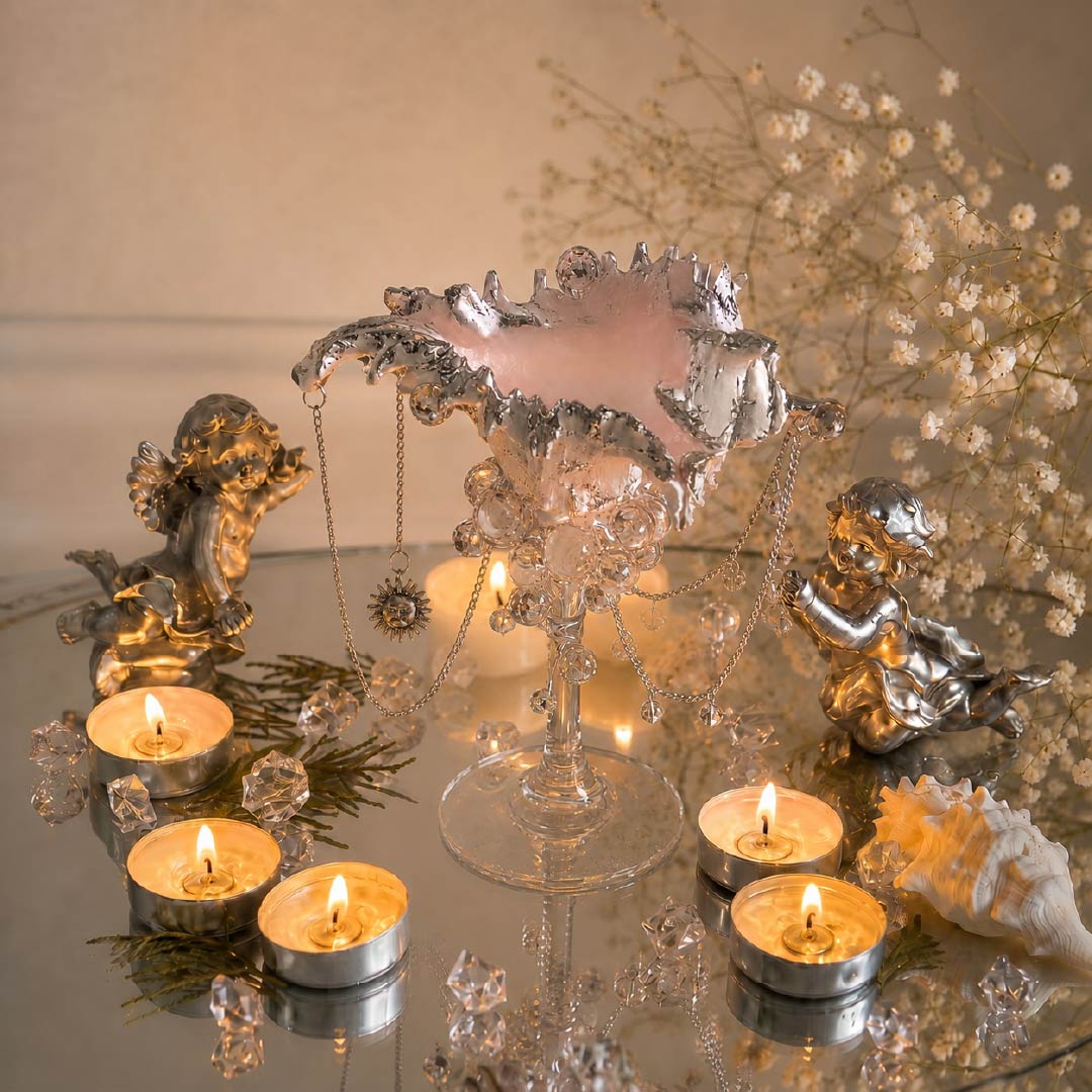 The Alabaster Anthem Artisanal White Spiny Shell Trinket Jewelry & Candle Holder - Handcrafted 1 PC