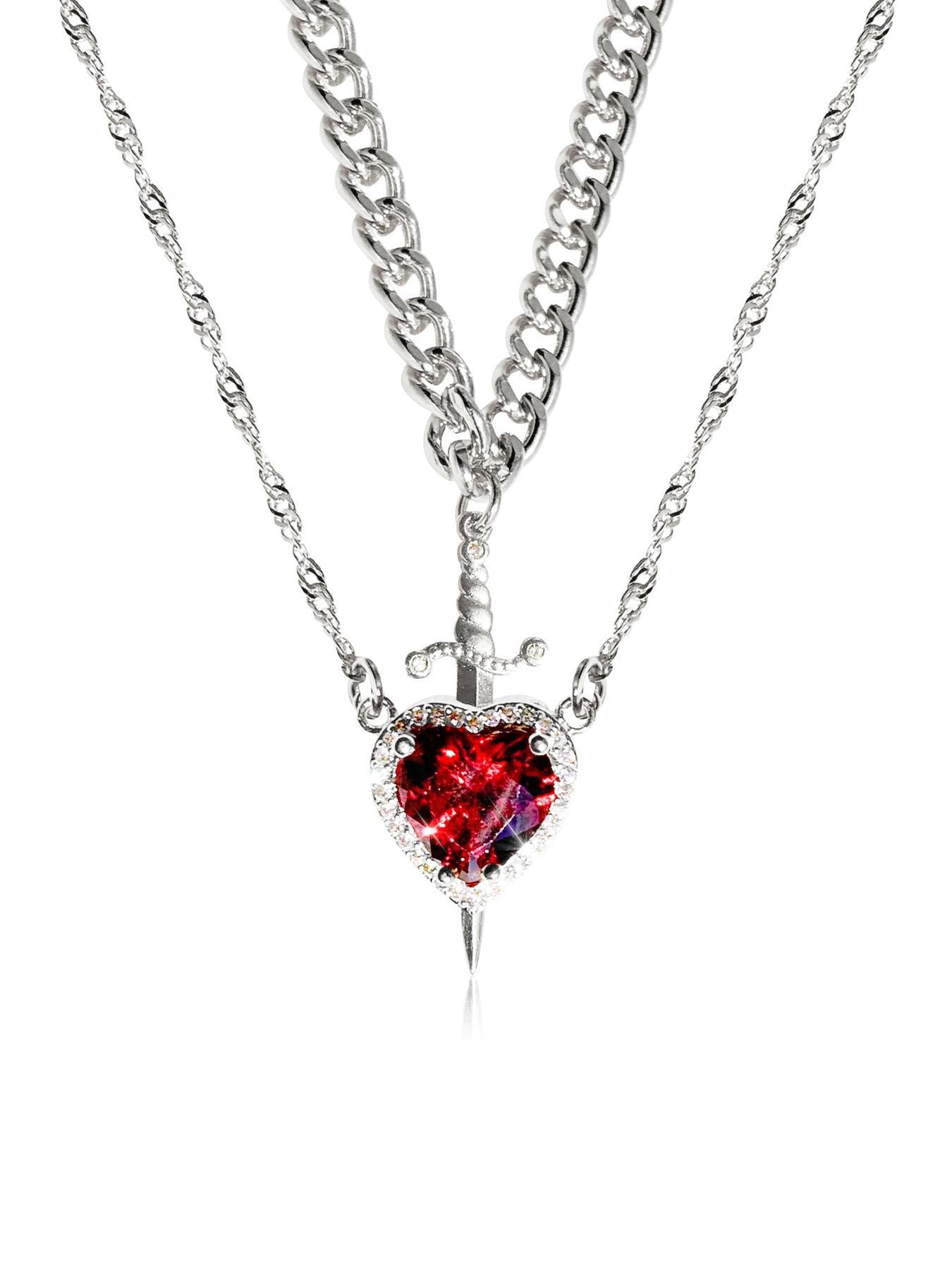 Heart and Sword Necklace Set