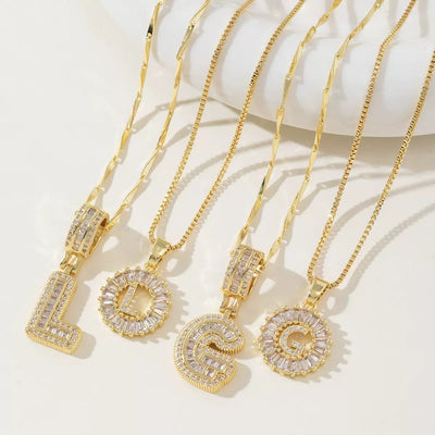 2pc 14k Diamond Letter Initial Necklaces