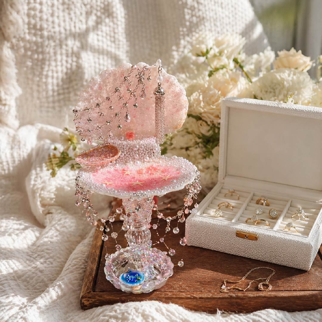 Sea Breeze Glittering Shell Mermaid Luxury Jewelry Tray - Handcrafted 1 PC
