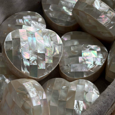 Pearl Heart | White Mother of Pearl Jewelry Box - Handcrafted 1 PC