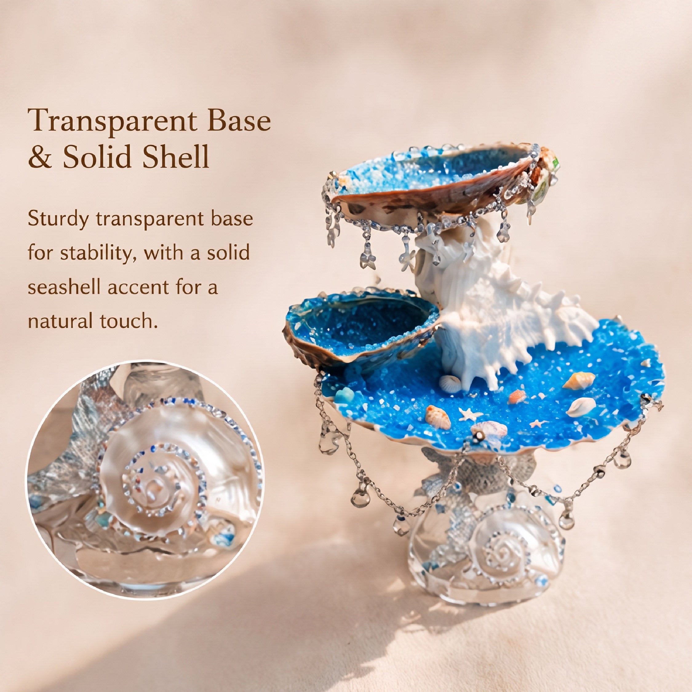 Echo of the Conch Mermaid Double-Tier Jewelry Tray - Handcrafted 1 PC