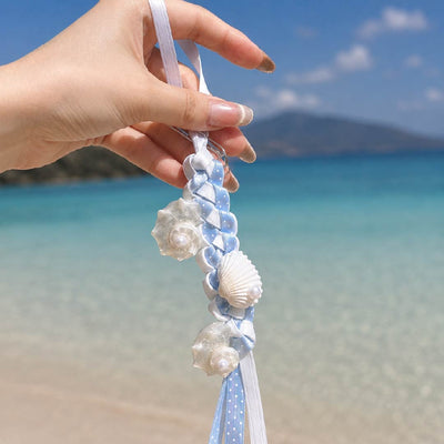 Ramune Soda | Pearlized Turbo Shell & Braided Ribbon Charm- Handcrafted 1 PC