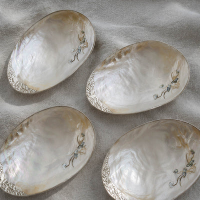 Lotus Symbol Symbol Giant Mother of Pearl Seashell Dish - Handcrafted 1 PC