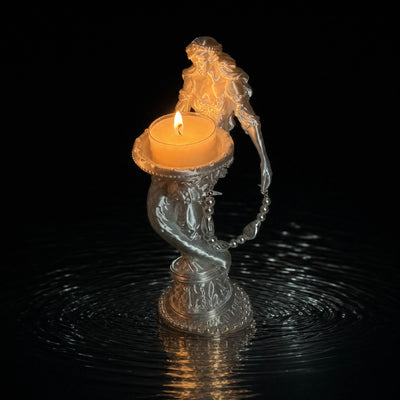 Vintage Mermaid’s Liquid-Pearl Resin Jewelry Tray & Candle Holder - Handcrafted 1 PC
